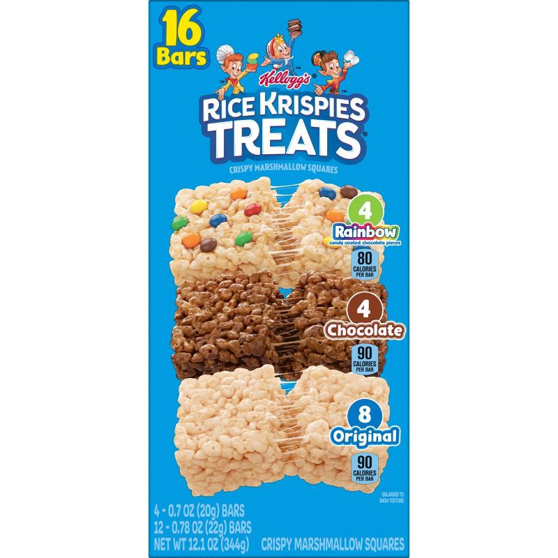 slide 2 of 8, Rice Krispies Treats Crispy Marshmallow Squares Variety Pack Kids Snacks - 12.1oz/16ct, 12.1 oz, 16 ct