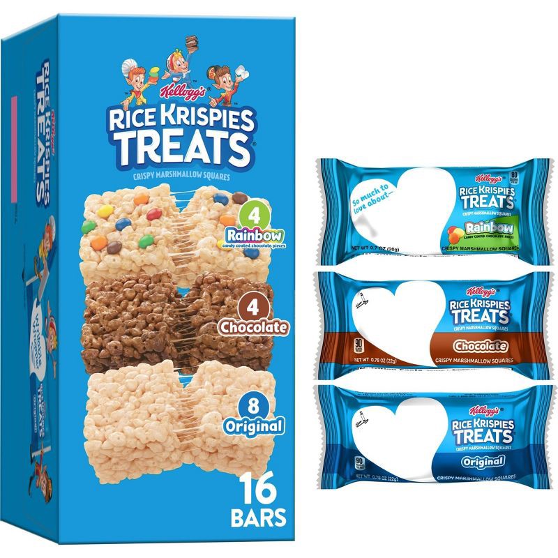 slide 1 of 8, Rice Krispies Treats Crispy Marshmallow Squares Variety Pack Kids Snacks - 12.1oz/16ct, 12.1 oz, 16 ct