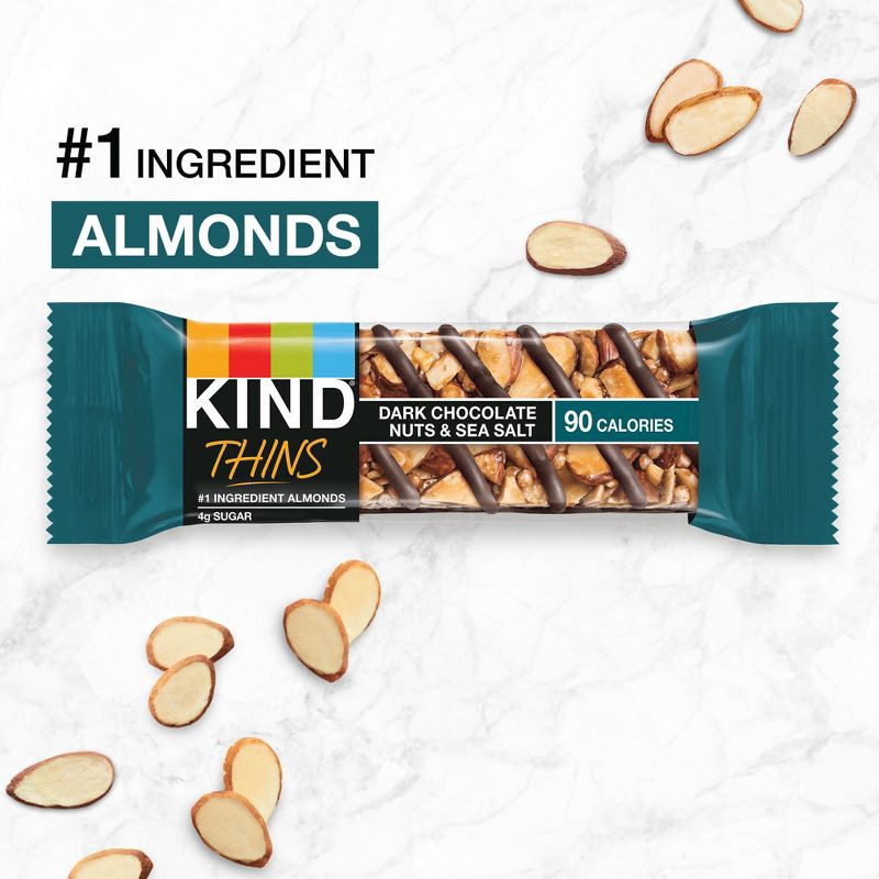 slide 5 of 7, KIND Thins Dark Chocolate Nuts Sea Salt - 7.4oz/10ct, 7.4 oz, 10 ct