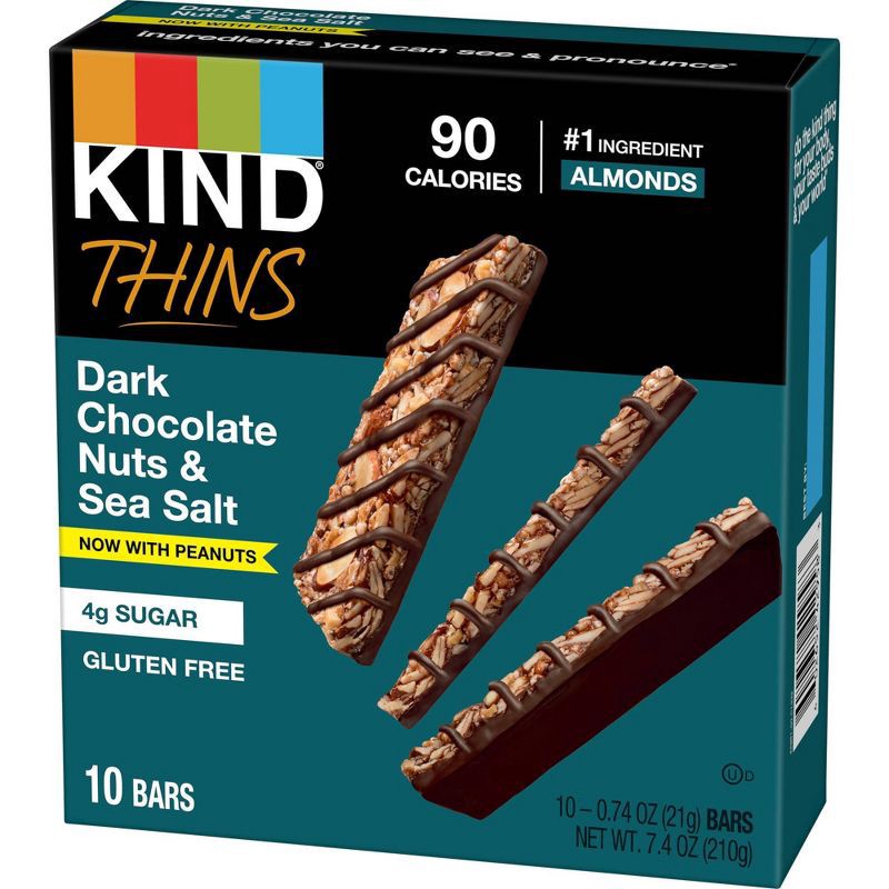 slide 6 of 7, KIND Thins Dark Chocolate Nuts Sea Salt - 7.4oz/10ct, 7.4 oz, 10 ct