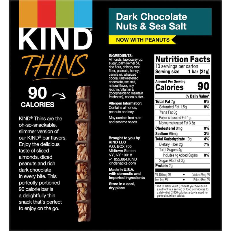 slide 7 of 7, KIND Thins Dark Chocolate Nuts Sea Salt - 7.4oz/10ct, 7.4 oz, 10 ct