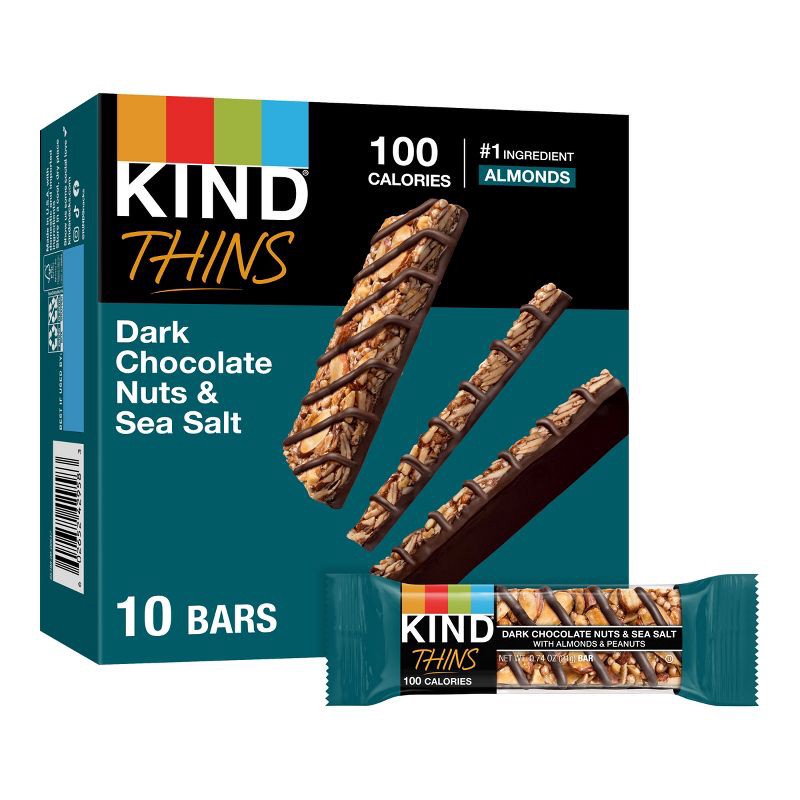 slide 1 of 7, KIND Thins Dark Chocolate Nuts Sea Salt - 7.4oz/10ct, 7.4 oz, 10 ct