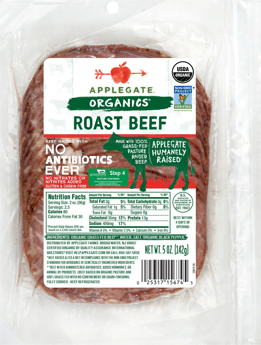 slide 5 of 7, Applegate Roast Beef, 5 oz