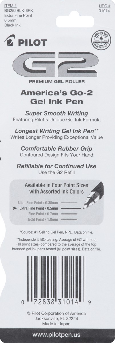 slide 3 of 9, Pilot G2 Extra Fine (0.5 mm) Black Ink Premium Gel Roller Pen 2 ea, 2 ct