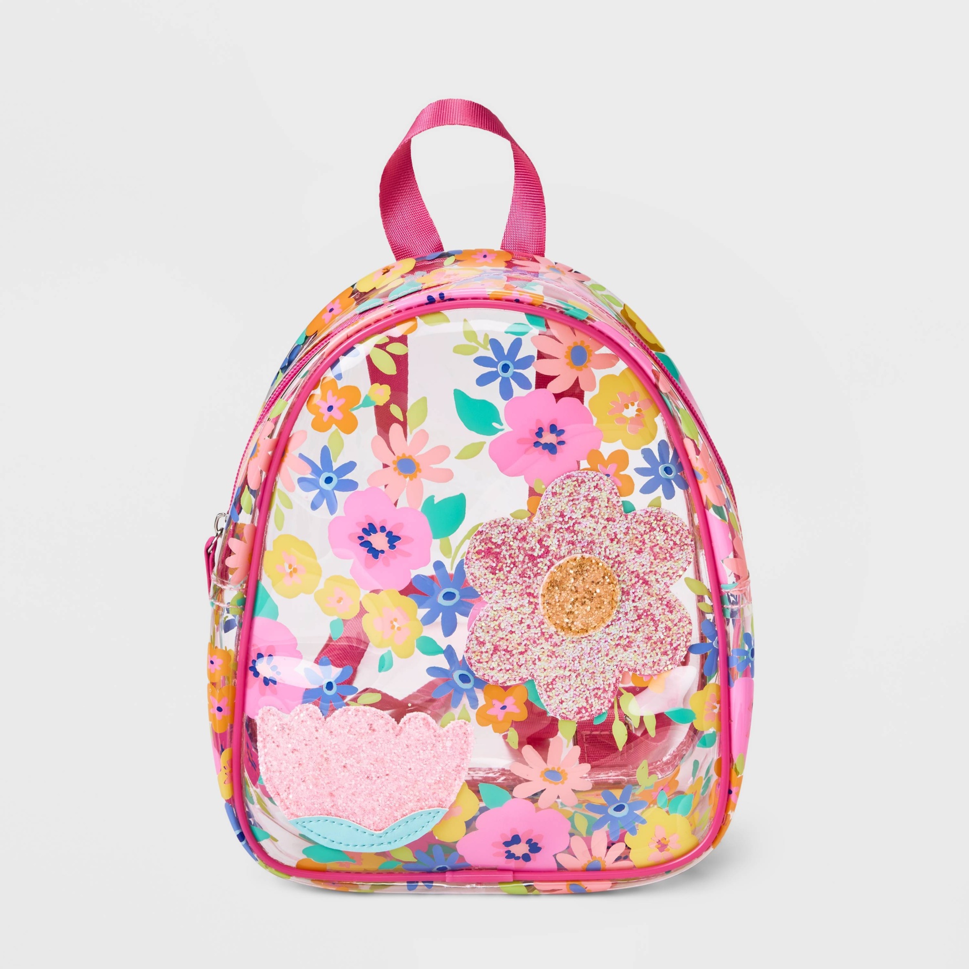 slide 1 of 2, Toddler Girls' Transparent Floral Print Backpack - Cat & Jack Pink, 1 ct