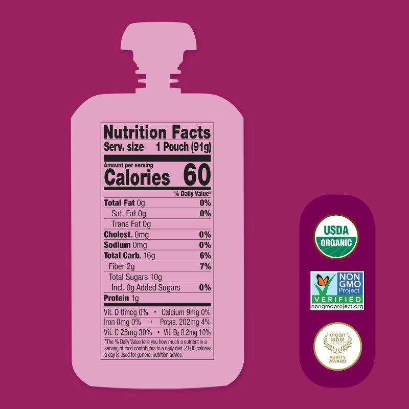 slide 3 of 8, Once Upon a Farm Organic Pineapple, Banana & Dragon Fruit Immunity Blend Kids' Snack - 3.2oz, 3.2 oz