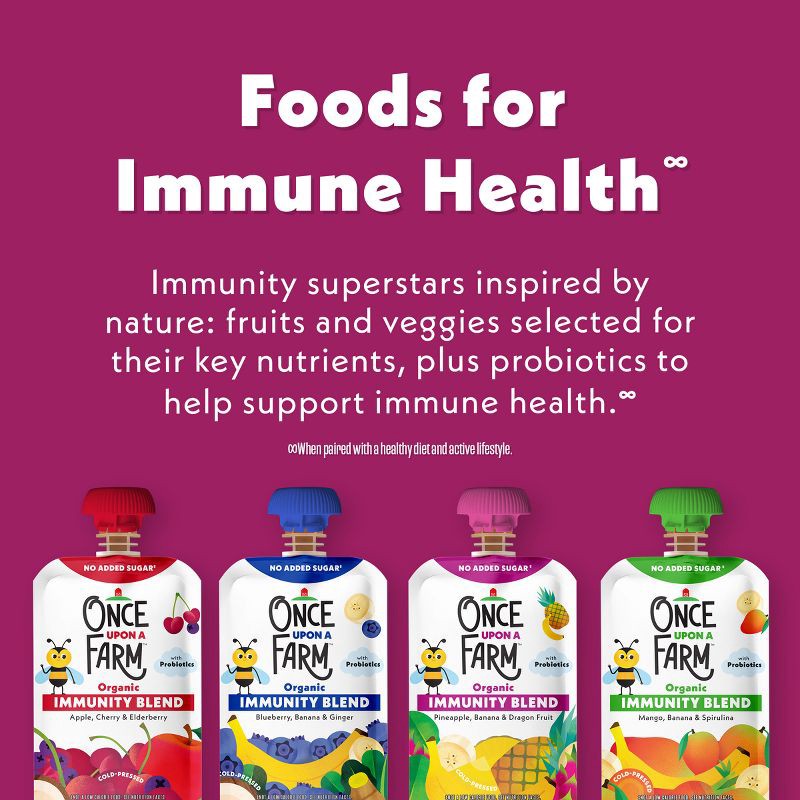 slide 4 of 8, Once Upon a Farm Organic Pineapple, Banana & Dragon Fruit Immunity Blend Kids' Snack - 3.2oz, 3.2 oz