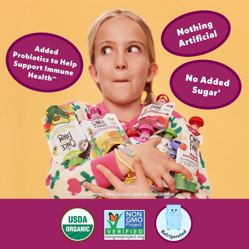 slide 5 of 8, Once Upon a Farm Organic Pineapple, Banana & Dragon Fruit Immunity Blend Kids' Snack - 3.2oz, 3.2 oz