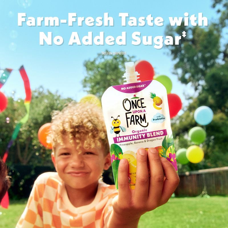 slide 6 of 8, Once Upon a Farm Organic Pineapple, Banana & Dragon Fruit Immunity Blend Kids' Snack - 3.2oz, 3.2 oz