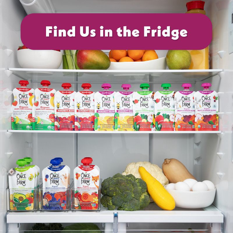 slide 7 of 8, Once Upon a Farm Organic Pineapple, Banana & Dragon Fruit Immunity Blend Kids' Snack - 3.2oz, 3.2 oz