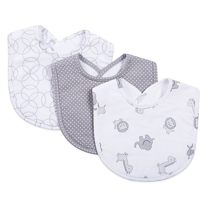 slide 2 of 2, Trend Lab Bib Set - Safari Grey, 3 ct