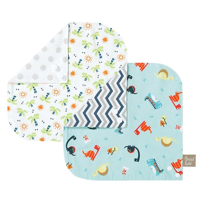 slide 2 of 3, Trend Lab Dinosaur Reversible Flannel Bandana Bib Set, 2 ct