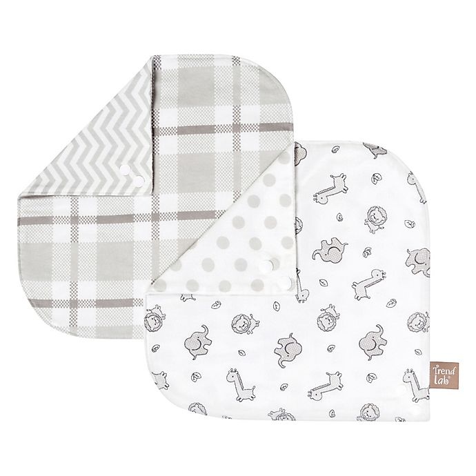 slide 2 of 3, Trend Lab Safari Chevron Reversible Flannel Bandana Bib Set, 2 ct