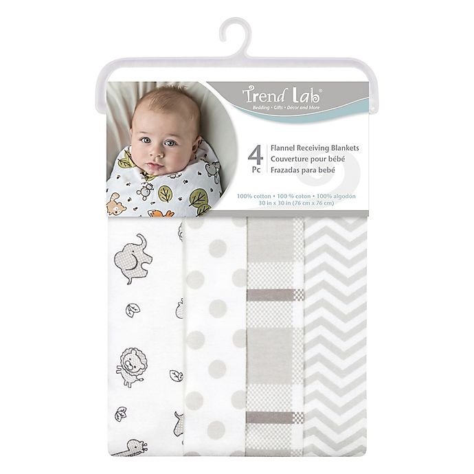 slide 2 of 2, Trend Lab Safari Chevron Receiving Blankets - Grey/White, 4 ct