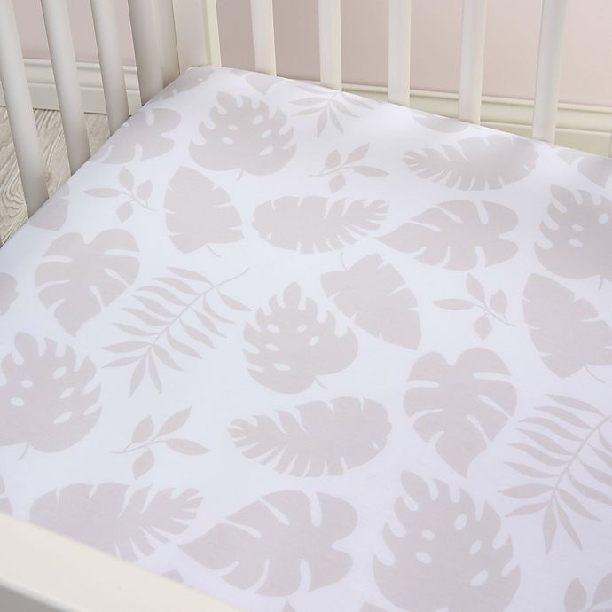 slide 3 of 4, Trend Lab Sweet Jungle Palm Leaves Fitted Crib Sheet - Grey/White, 1 ct