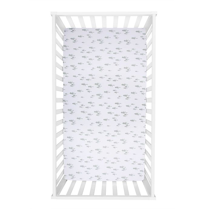 slide 2 of 3, Trend Lab Mountain Baby Pine Tree Fitted Crib Sheet - White/Green, 1 ct