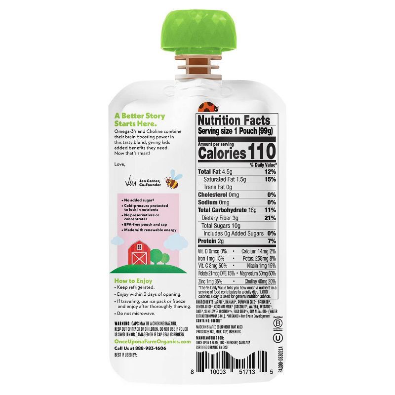 slide 3 of 3, Once Upon a Farm Smart Blend Bananas for Apples & Greens Organic Snack Pouch - 3.5oz, 3.5 oz