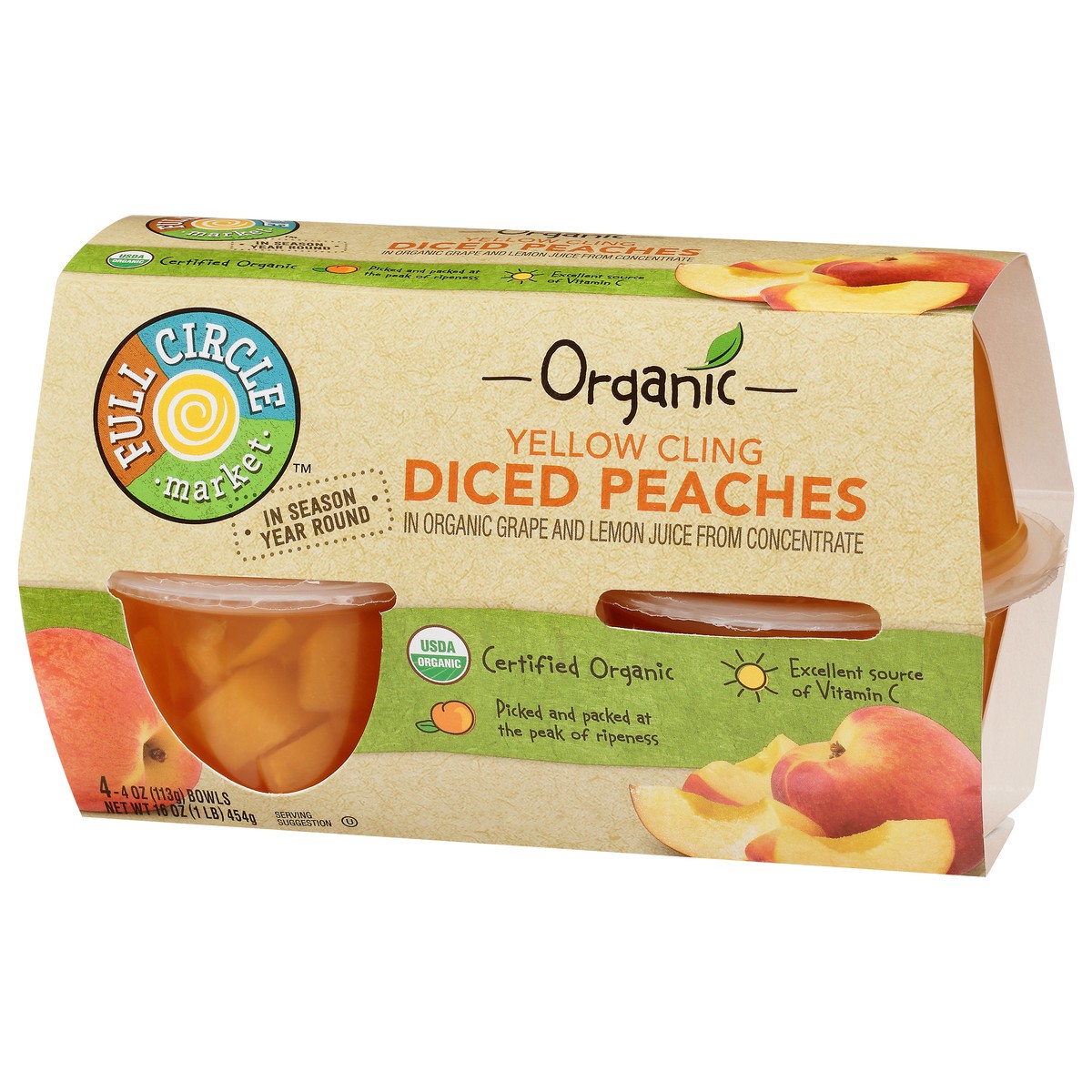 slide 5 of 9, Full Circle Market Organic Yellow Cling Diced Peaches 4 ea, 16 oz