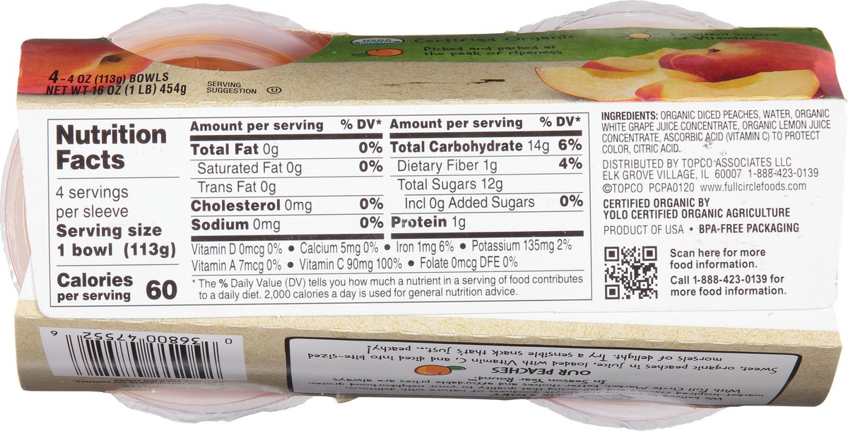 slide 8 of 9, Full Circle Market Organic Yellow Cling Diced Peaches 4 ea, 16 oz