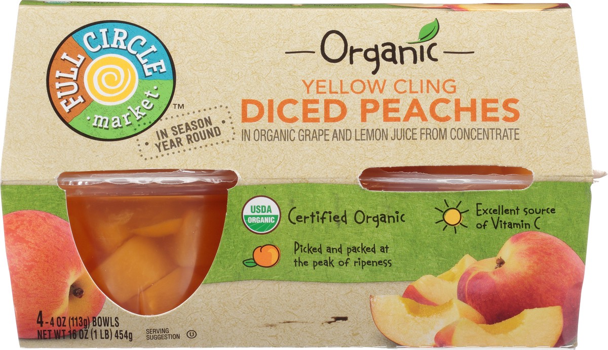 slide 7 of 9, Full Circle Market Organic Yellow Cling Diced Peaches 4 ea, 16 oz