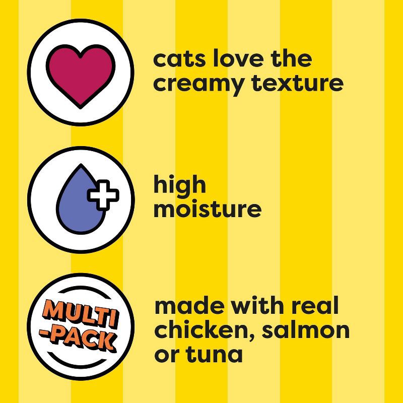 slide 8 of 13, Temptations Creamy Purrrr-ee Chicken, Salmon and Tuna Lickable Squeezable Cat Treats Variety Pack - 24ct/10.1oz, 24 ct, 10.1 oz