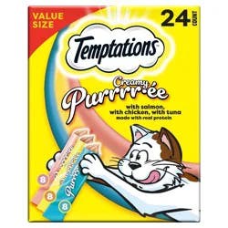Temptations Creamy Purrrr-ee Chicken, Salmon and Tuna Lickable Squeezable Cat Treats Variety Pack - 24ct/10.1oz