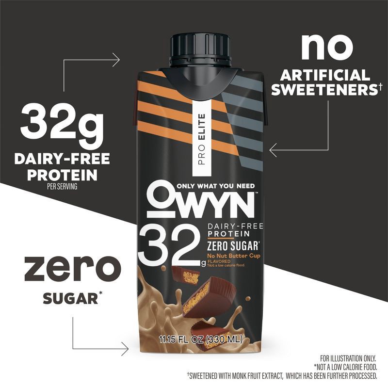 slide 3 of 5, OWYN Pro Elite Vegan 32g Protein Keto Shake - No Nut Butter Cup - 11.15 fl oz/4pk, 32 gram, 11.15 fl oz, 4 ct