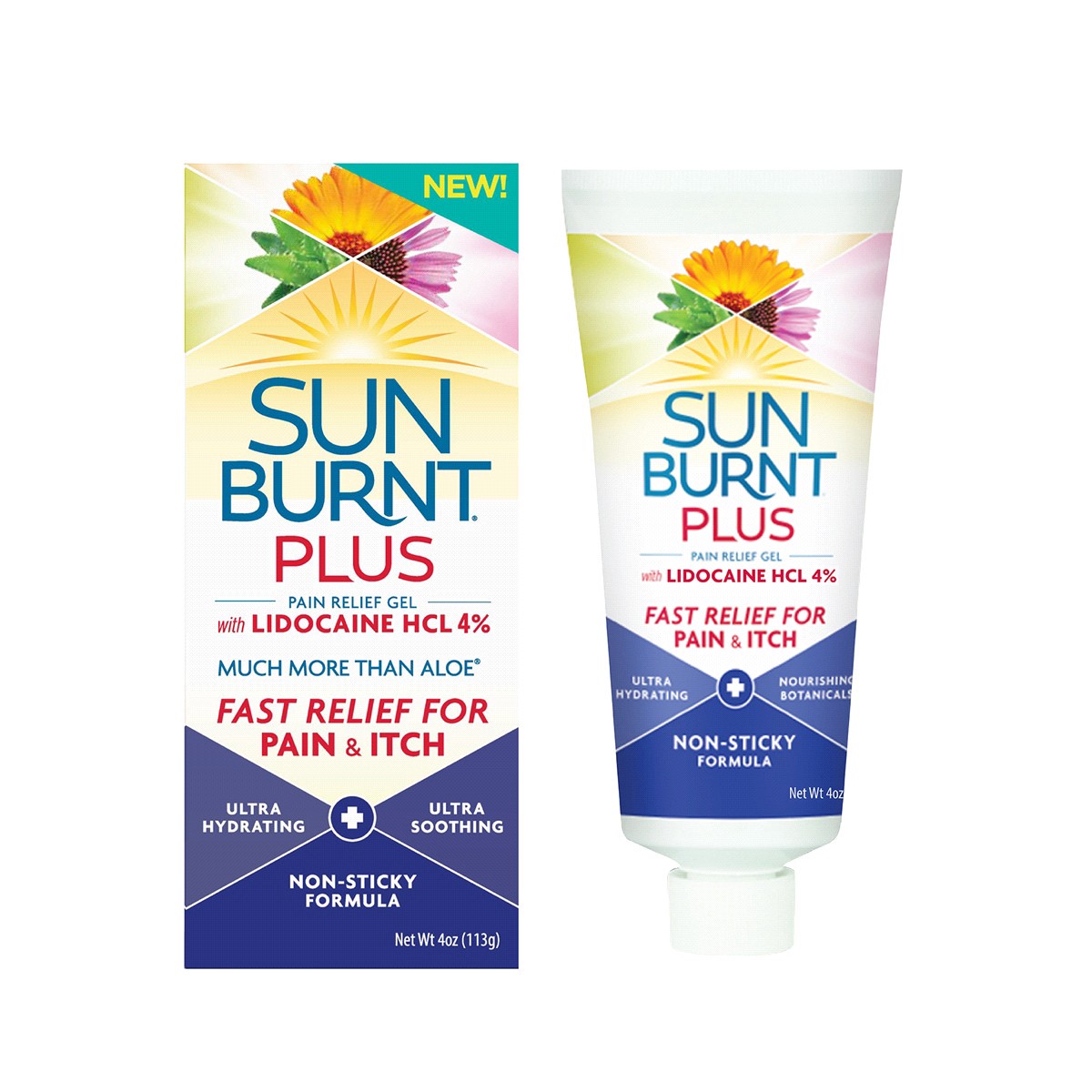 slide 1 of 13, SunBurnt Plus Pain Relief Gel with Lidocaine HCL 4% 4 oz, 4 oz