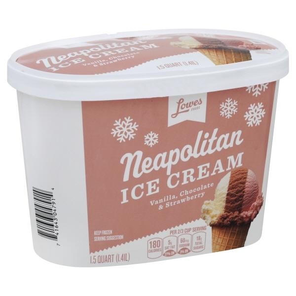 slide 1 of 1, Lowes Foods Neapolitan Ice Cream, 48 oz