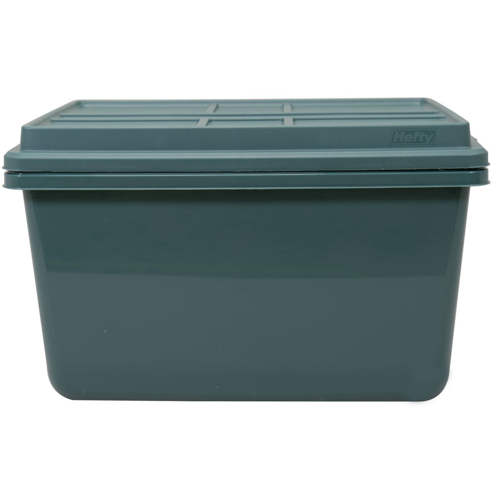 Hefty Hi Rise Storage Tote with Lid and Foil Green/Gold 18 gal