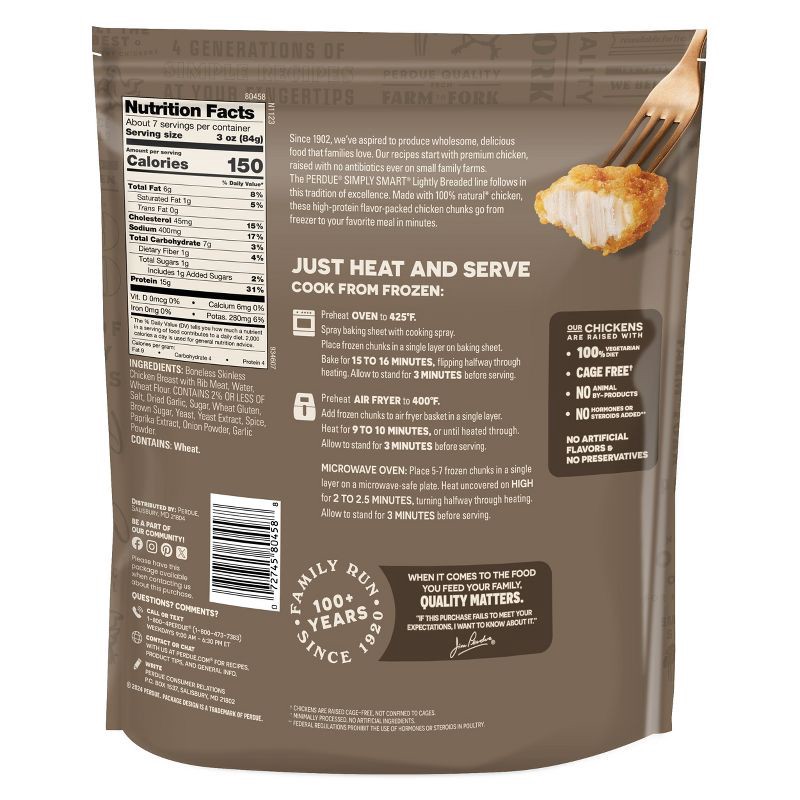 slide 2 of 5, Perdue Lightly Breaded Chicken Breast Chunks - Frozen - 22oz, 22 oz