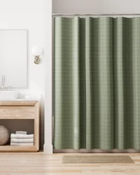 Room & Retreat Bellaire Waffle Weave Fabric Shower Curtain, 70x72 in, Sage Green