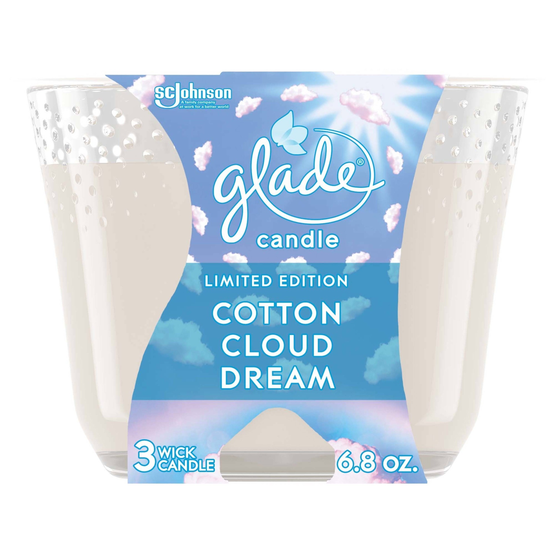 slide 1 of 7, Glade 3 Wick Candle - Cotton Cloud Dream - 6.8oz, 6.8 oz