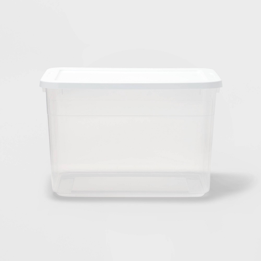 slide 3 of 4, 70qt Clear Storage Box with White Lid - Room Essentials, 70 qt