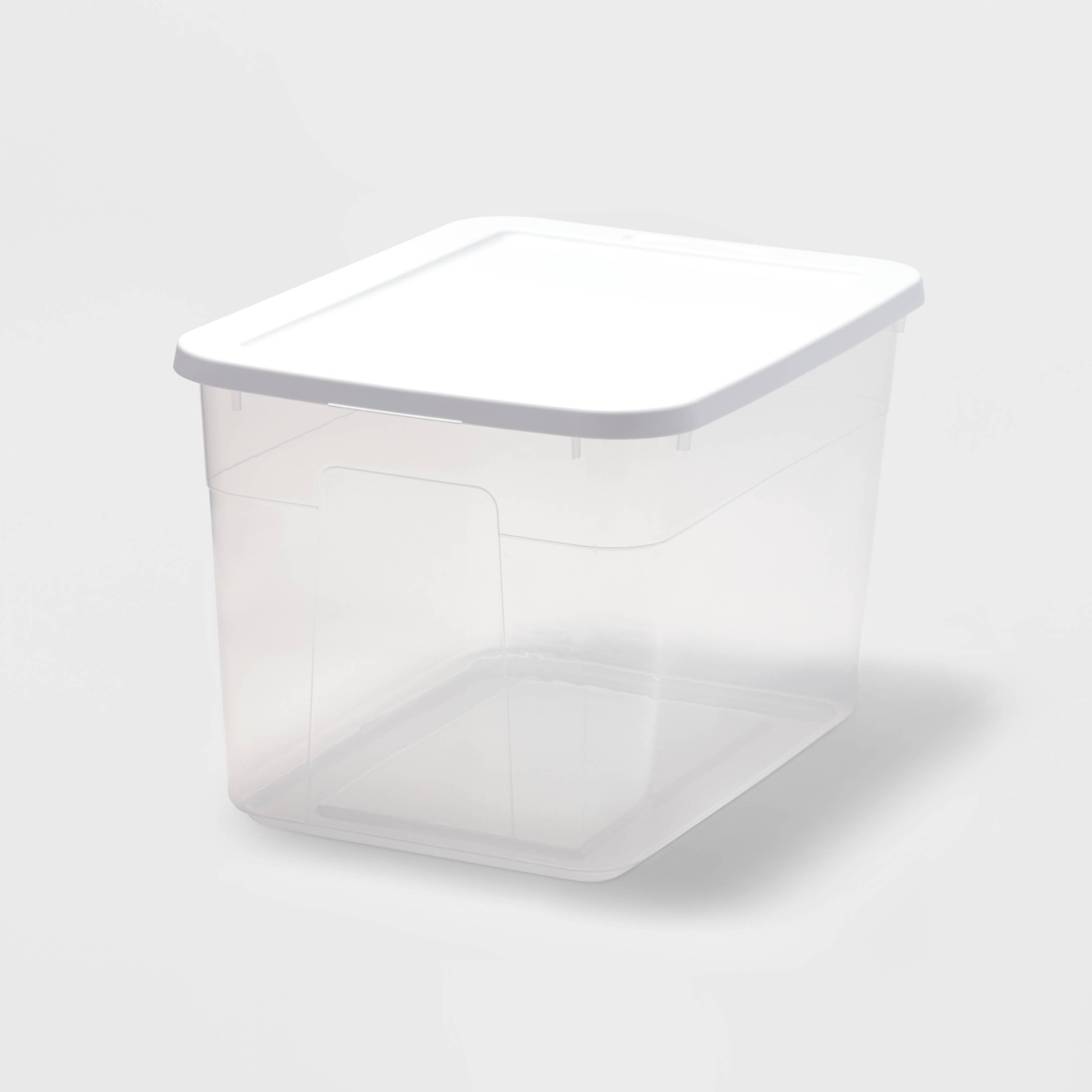 slide 1 of 4, 70qt Clear Storage Box with White Lid - Room Essentials, 70 qt
