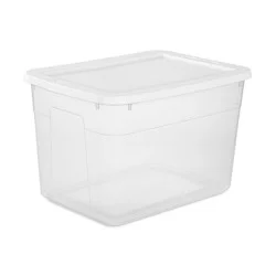 70qt Clear Storage Box with White Lid - Room Essentials™: Plastic Stackable Bin with Snap Closure, Universal Storage