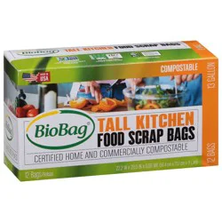 BioBag Tall Kitchen Compostable Food Trash Bags - 12ct/13gal