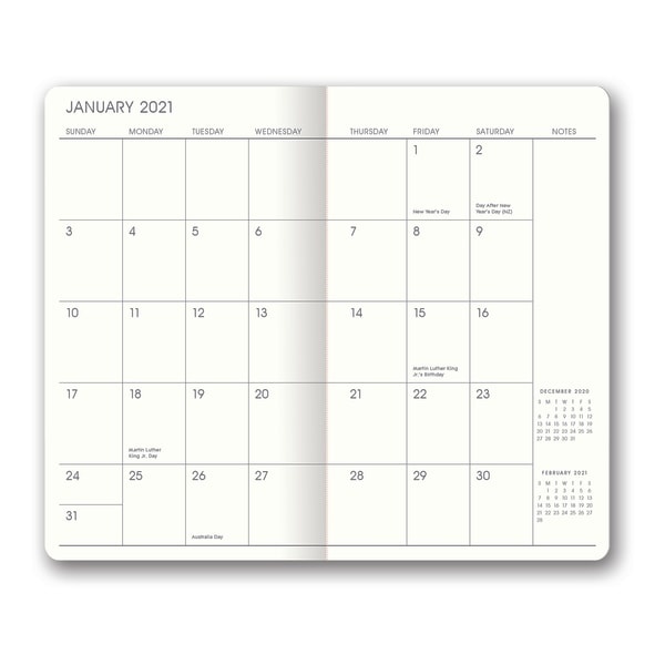 slide 2 of 3, Orange Circle Studio Leatheresque Mini 24-Month Monthly Planner, 6'' X 3-5/8'', Mint Shimmer, January 2021 To December 2022, 1 ct