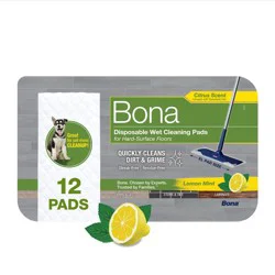 Bona Lemon Mint Cleaning Products Mop Refill Multi Surface Wet Mopping Cloths - 12ct