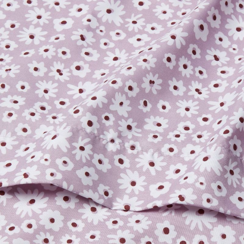 slide 3 of 4, Full Printed Microfiber Sheet Set Light Purple Daisy - Room Essentials™: Polyester, OEKO-TEX Certified, 170 Thread Count, 1 ct