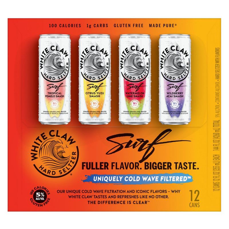 slide 3 of 5, White Claw Hard Seltzer White Claw Surf - 12pk/12 fl oz Cans, 12 ct; 12 fl oz