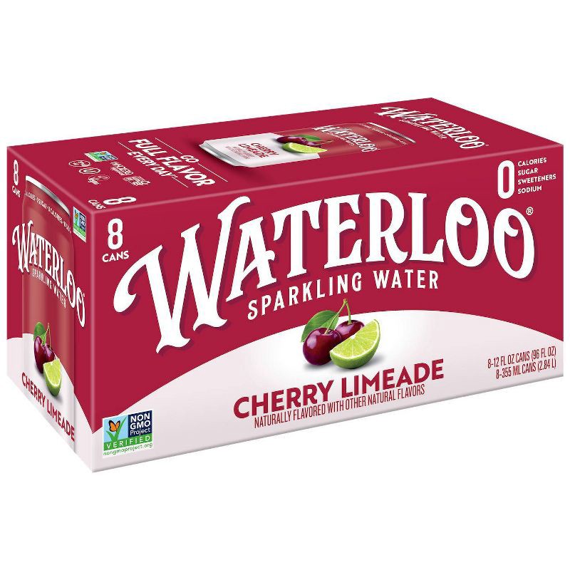 slide 1 of 9, Waterloo Sparkling Water Waterloo Cherry Limeade Sparkling Water - 8pk/12 fl oz Cans, 8 ct; 12 fl oz