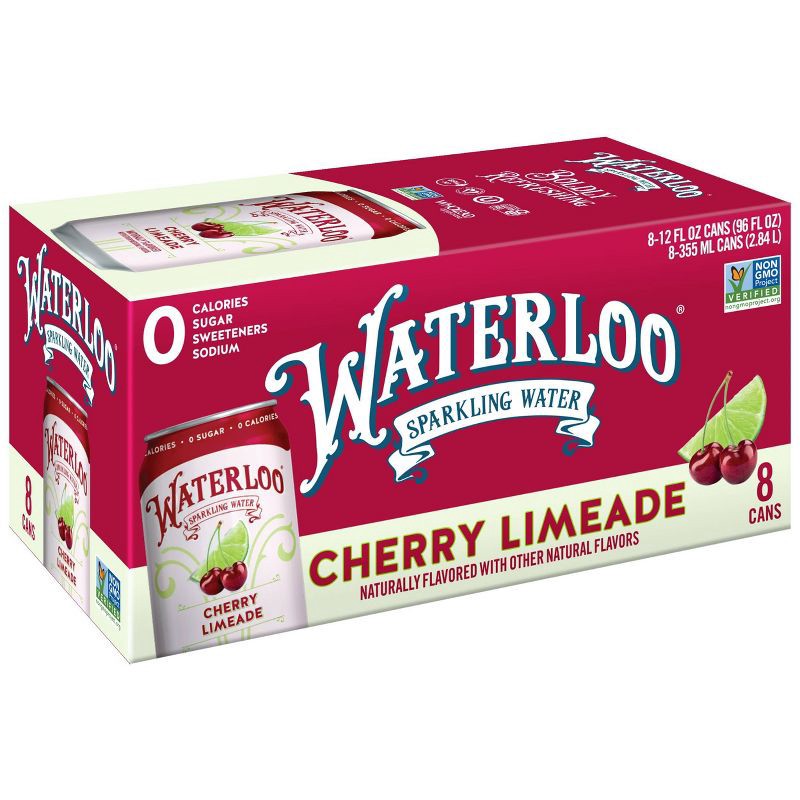 slide 1 of 4, Waterloo Sparkling Water Waterloo Cherry Limeade Sparkling Water - 8pk/12 fl oz Cans, 8 ct; 12 fl oz