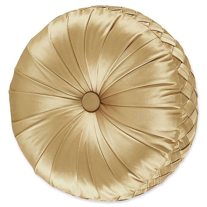 slide 1 of 1, J. Queen New York Satinique Tufted Round Throw Pillow - Gold, 1 ct