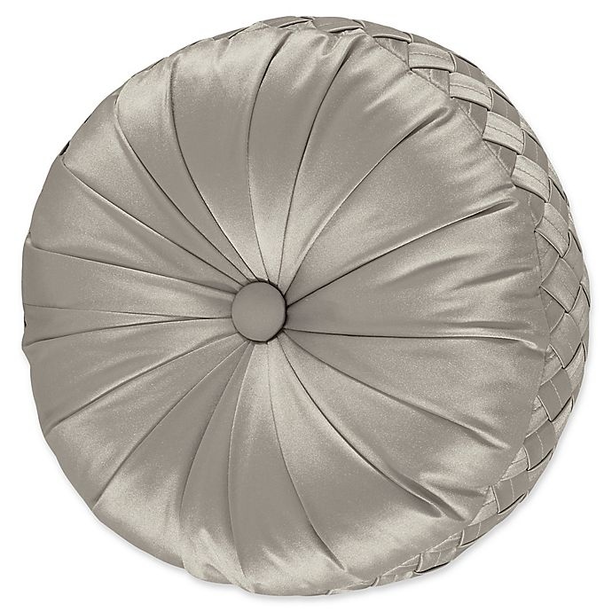 slide 1 of 1, J. Queen New York Satinique Tufted Round Throw Pillow - Silver, 1 ct