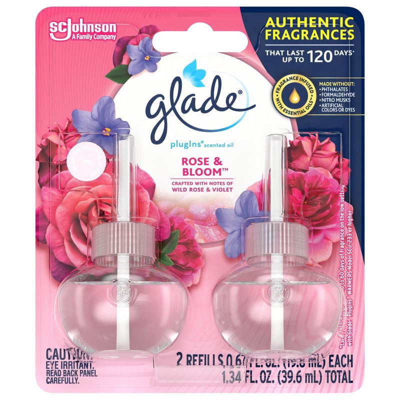 slide 11 of 13, Glade PlugIns Scented Oil Air Freshener Refills - Rose & Bloom - 1.34oz/2pk, 2 ct; 1.34 oz