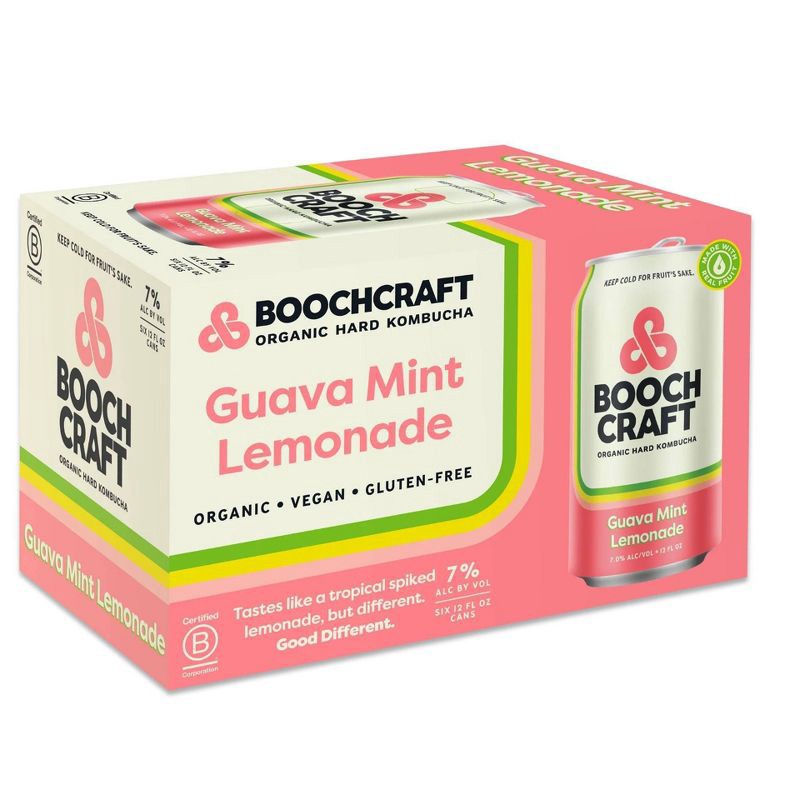 slide 1 of 4, Boochcraft Guava Mint Lemonade Hard Kombucha - 6pk/12 fl oz Cans, 6 ct; 12 fl oz