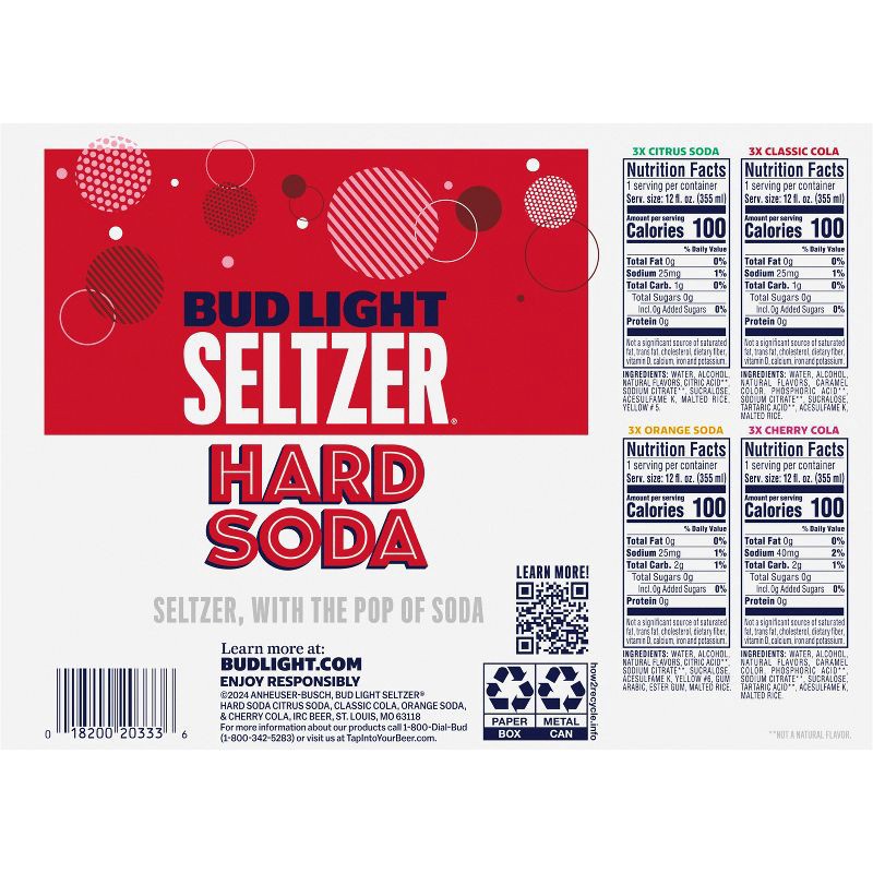 slide 8 of 10, Bud Light Seltzer Hard Soda Variety - 12pk/12 fl oz Cans, 12 ct; 12 fl oz