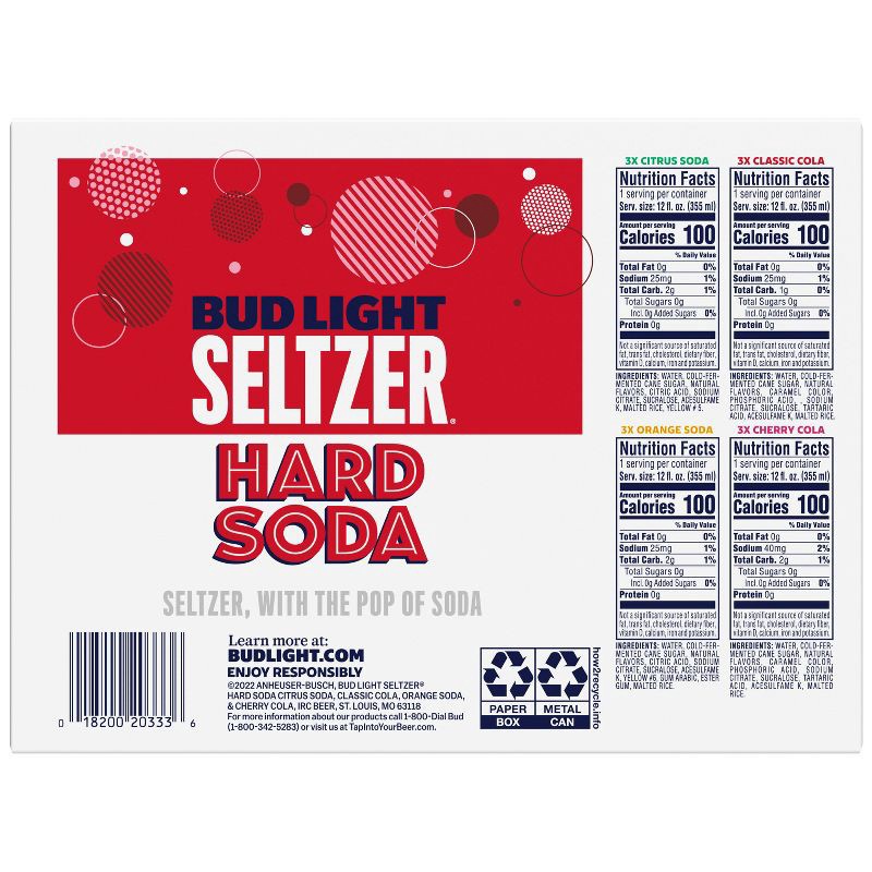 slide 9 of 10, Bud Light Seltzer Hard Soda Variety - 12pk/12 fl oz Cans, 12 ct; 12 fl oz