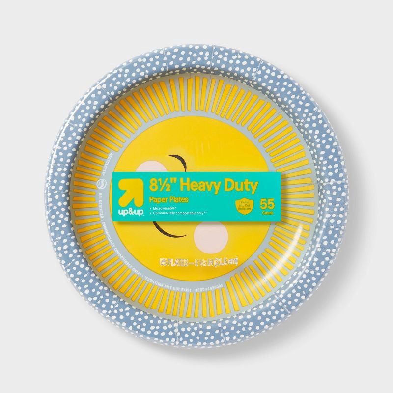 slide 1 of 3, Smiling Sun Paper Plate 8.5" - 55ct - up&up™, 55 ct